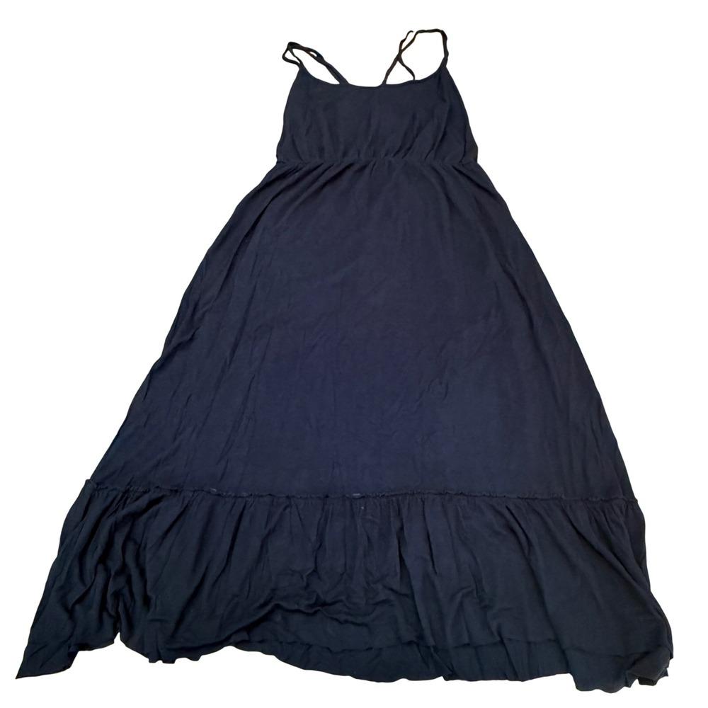 Hollister California Womens Black Strappy Back Tiered Maxi Dress Large